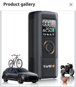 WARWOLF 160PSI Tire Inflator Portable Air Compressor, Electric Air Pump for Car Tires with Pressure Gauge, Dual Power 12V DC, LED Light, Auto Shut-Off