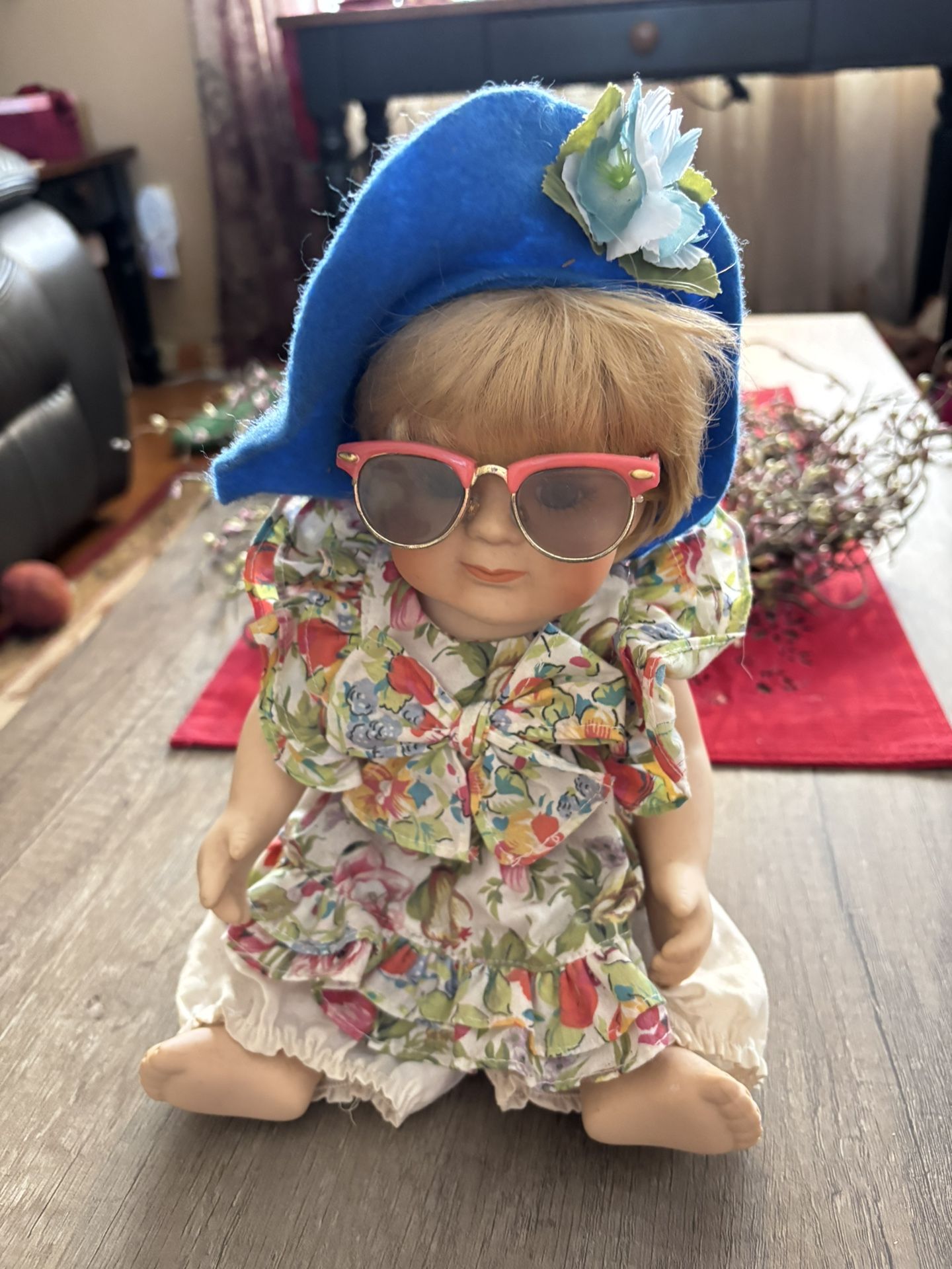 Summer Ceramic Beach Doll 10” Tall
