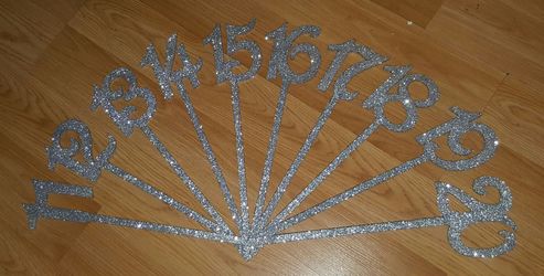 Silver glitter numbers 11-20
