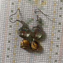 tree tigers eye earrings