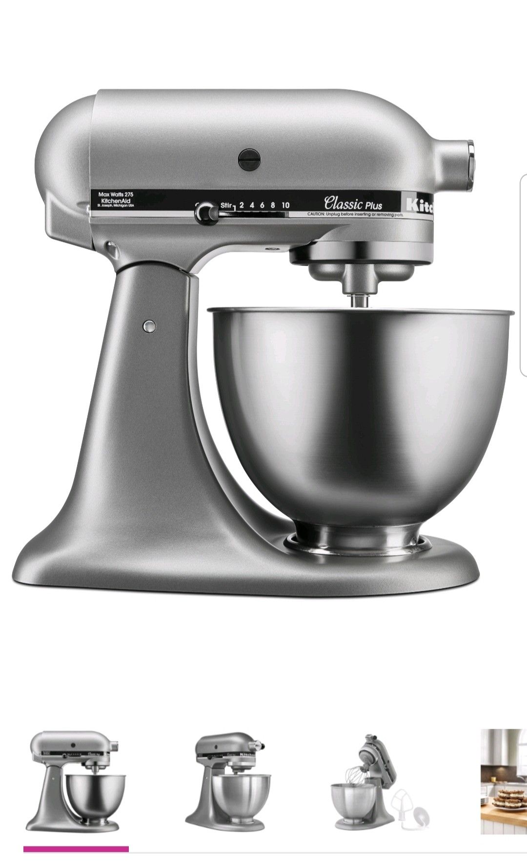 Brand New - KitchenAid Classic Plus series tilt‑head stand mixer with 4.5‑quart stainless steel mixing bowl