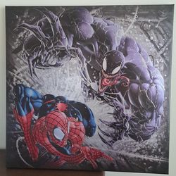 Marvel Canvas Spiderman Vs Venom,  24"×24" Boys Wall Room Decor 