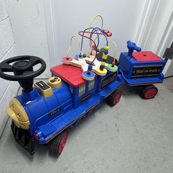 ANPABO 3 Seater Ride On Train Trackless, 12V Kids Car Extra Storage, Headlight