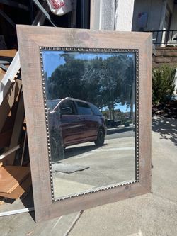 Large Rustic Wood Framed Wall Mirror