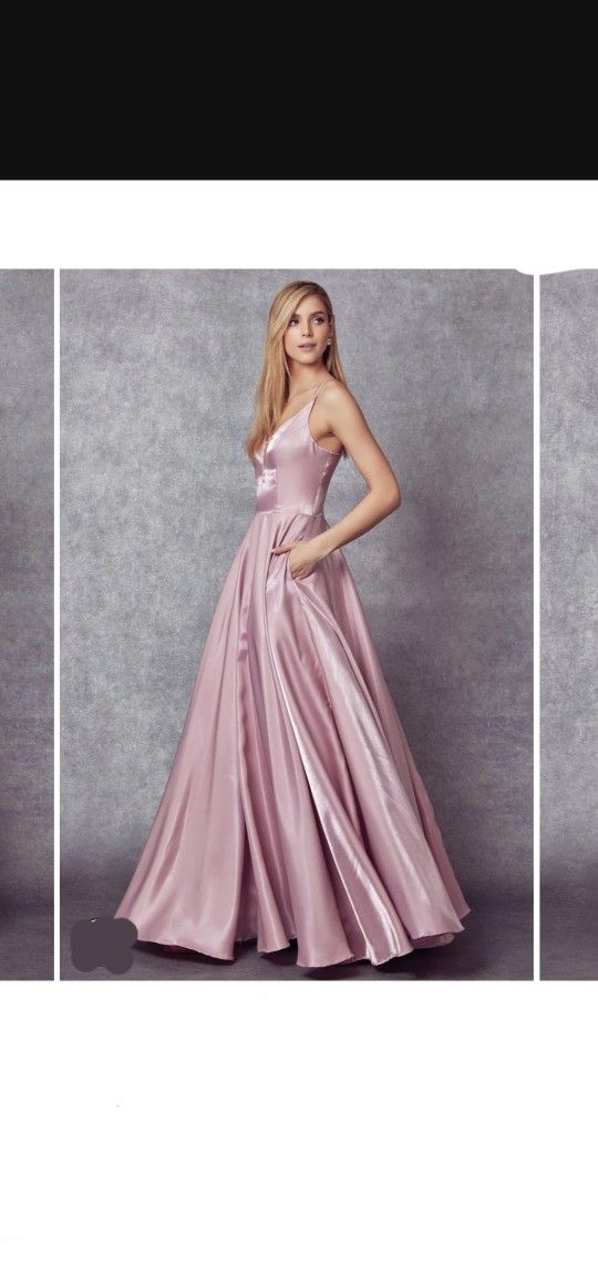 CORSET STYLE V NECK GOWN SIZE 2XL, COLOR ROSE