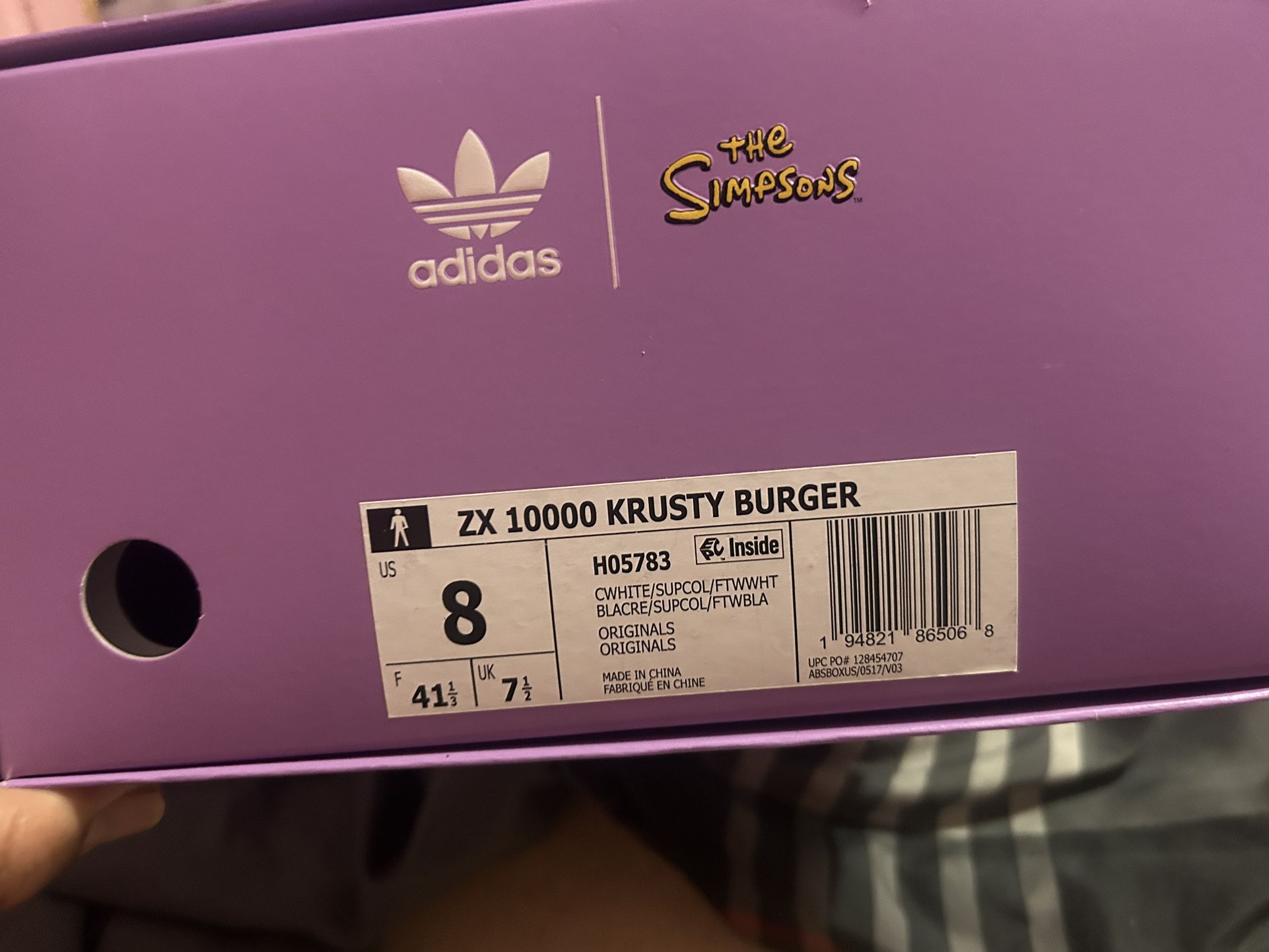 adidas Originals Simpsons ZX 10000 KRUSTY BURGER Shoes H05783 Size 8