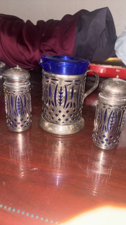 Vintage Avon Royal Sapphire Silver-Plated Creamer and Sugar Set