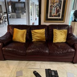 Burgundy Leather Couch And Matching Chair