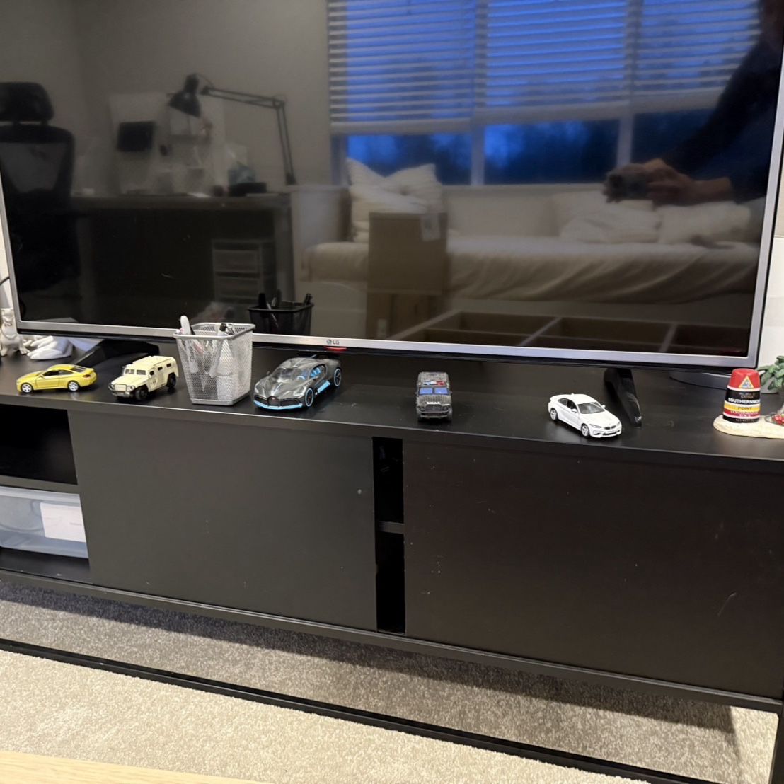 Modern Black TV Stand Entertainment Center