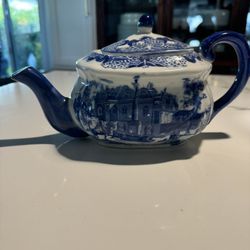 Antique Blue And White Tea Kettle