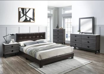 Full Size faux leather bed with Orthopedic Mattress