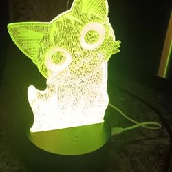 3D Cat Illusion with 7 Changing Colors