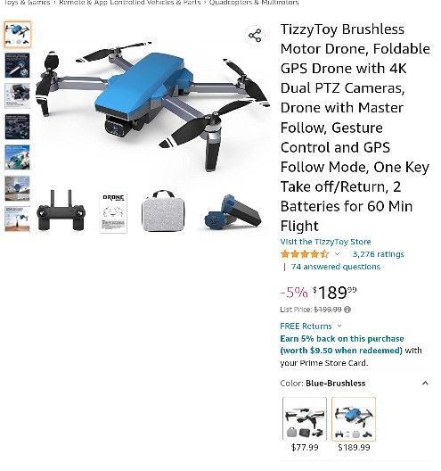 Tizzy Toy Drone GPS. New, Never used !! Asking $120 Or Best Offer . Located in Lodi CA. Have 3 on hand