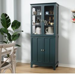 New in box ARTPOWER 72" Freestanding Kitchen Pantry Storage Sideboard, Classical Tall Cabinet with Glass Door and Adjustable Shelves for Kitchen, Livi