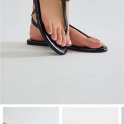 Gold Lock Charm Black Sandals