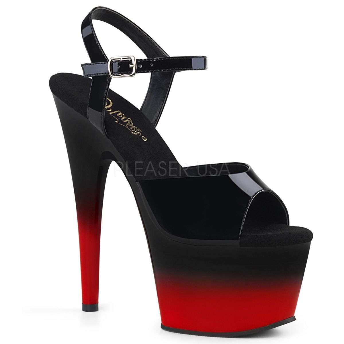 7” BLK/RED SEXY TWO-TONE ANKLE STRAP POLE DANCE PLATFORM DANDAL