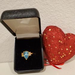 Pear Shaped Genuine Blue Topaz Ring