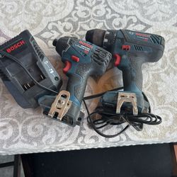 Bosch Drills And Charger No Batteries 