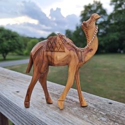 Vintage Wood Carved Camel 6" Figurine Beautiful Nativity Figure Christmas