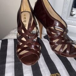 LAMB Brown Leather Heel 7.5