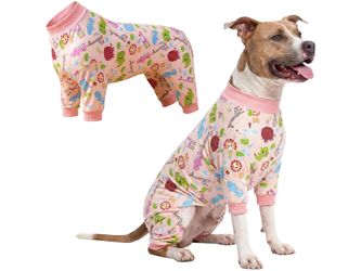 LovinPet Large Dog Pajamas Pink Animal Print Onesie New