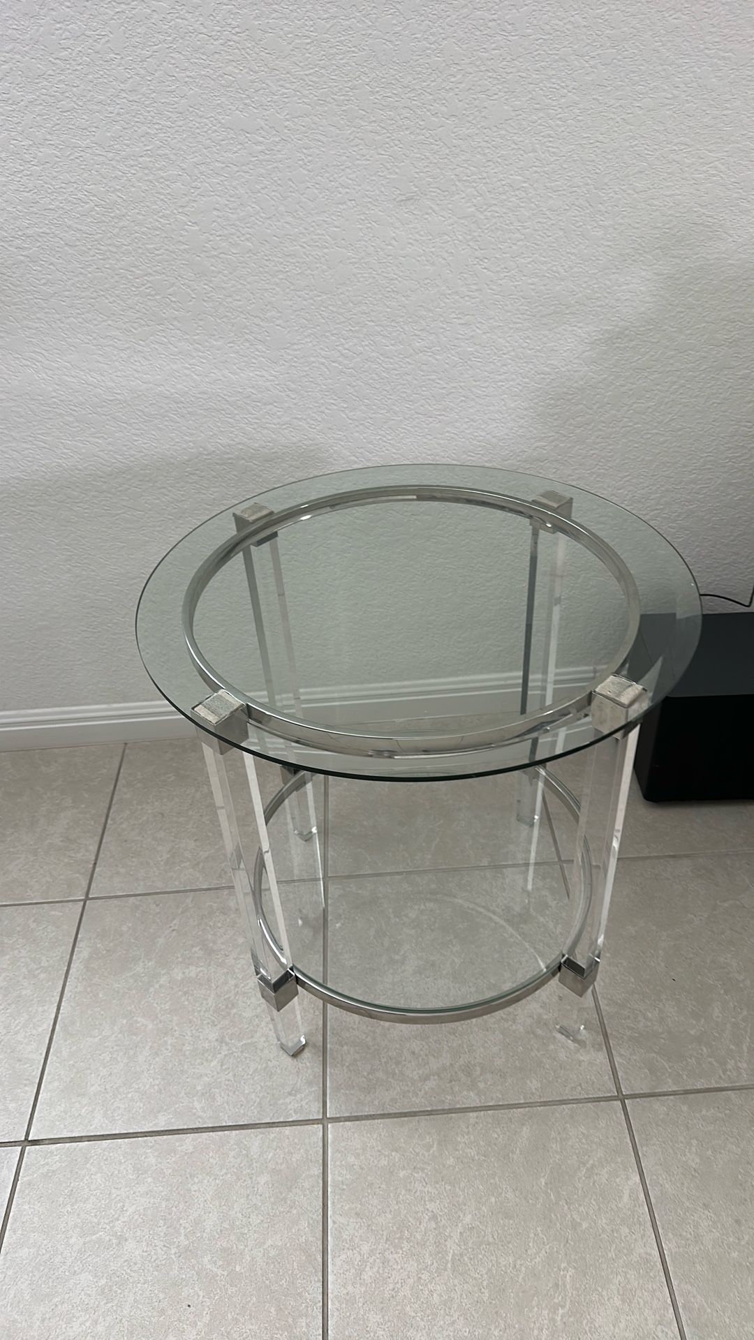 2 Clear Side Table& 1 Center Table Home & Garden