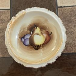 Small vintage panted pear bowl