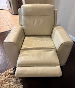 Leather Power Recliner with Power Headrest(Beige)