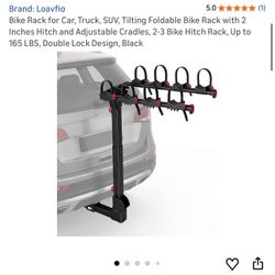 Bike Rack for Car, Truck, SUV, Tilting Foldable Bike Rack with 2 Inches Hitch and Adjustable Cradles, 2-3 Bike Hitch Rack, Up to 165 LBS, Double Lock 