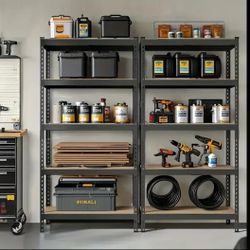 (SET OF 2) 2000 lbs Kitchen Storage Rack Heavy Duty Garage Shelves