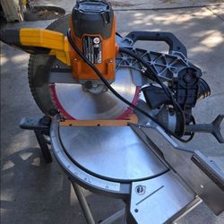 Rigid 15 Amp Corded 12 in. Dual Bevel Sliding Miter Saw with stand