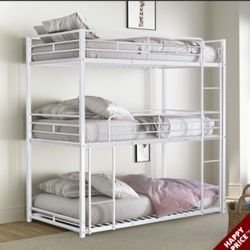 NEW TRIPLE TWIN METAL BUNKBED WITHOUT MATTRESS- BEDROOM FURNITURE SECTIONAL SOFA AND MORE 