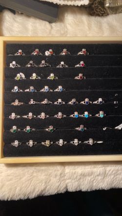 Vintage Sterling Silver 925 Claddagh Birthstone Rings.Each Sold Individual.Sizes 5-9