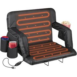 Heated Stadium Seats for Bleachers with Back Support and Wide Cushion Portable Bleacher Seat Foldable Stadium Chair