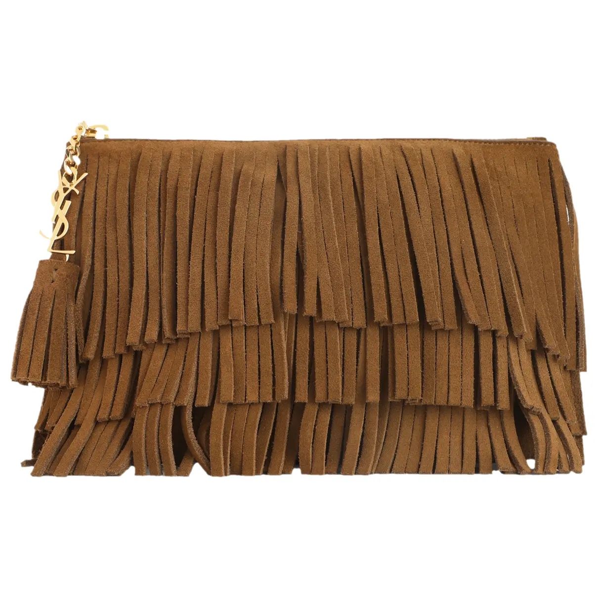 Saint Laurent S. Jolie Fringe Clutch In Beige