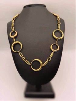 Chimento 18k Two Tone Yellow & Rose Gold Long Large Circle Oval Link Necklace Chain 28.5”