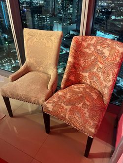 Tufted  Nailhead Trim Upholstered Dining Chair with Patterned Back, Set of 2 -  PIER 1 IMPORTS