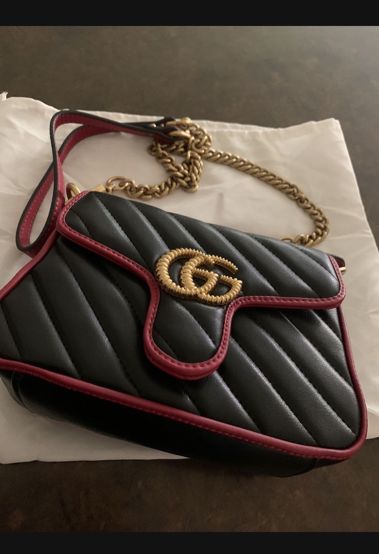 Shoulder Bag Purse Leather  Heavy Metal Chain