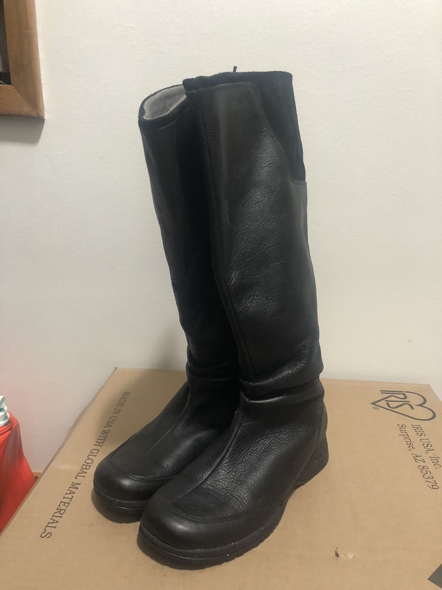 Teva 1001935 Women’s Black Leather AFTON Tall Waterproof Boots Sz 7.5
