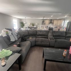 Grey Sectional Recliner