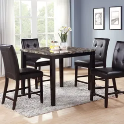 COUNTER HEIGHT FAUX MARBLE DINING TABLE WITH CHAIRS