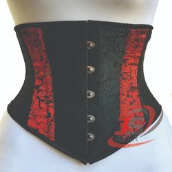 Women underbust black red Brocade Steel Boned waist trainer body shaper corsets