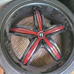 Set of 4 22 inch tires and rims.
