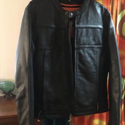 Men’s motorcycle jacket, leather, size small