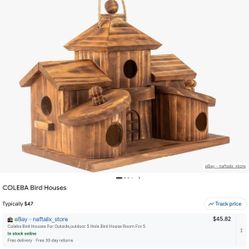 COLEBA Wooden Bird House 5 Holes Outdoor