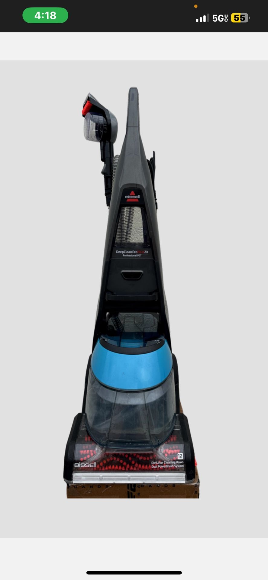 The image shows a Bissell DeepClean ProHeat 2X Professional PET carpet cleaner.