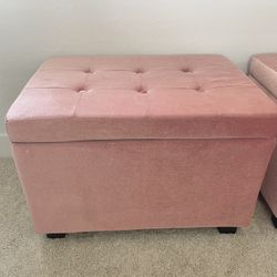 Storage Ottoman Glitter Sparkle Velvet Pink