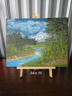 At Summit Mountain Oil Painting  - signed