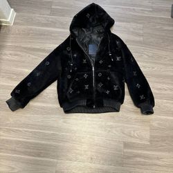 Louis Vuitton monogram embellished shearling hoodie