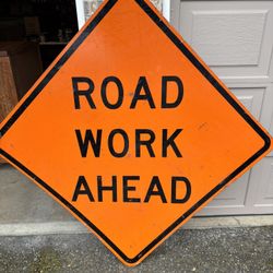 Road Work Ahead Metal Sign (48”)
